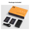 K&F Concept NP-F970 Dual Slot Charger with 2 Pack Battery