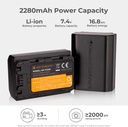 K&F Concept NP-F970 Dual Slot Charger with 2 Pack Battery