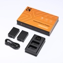 K&F Concept EN-EL25/EN-EL25A 2-Pack (1600mAh) Batteries and Dual LCD Battery Charger
