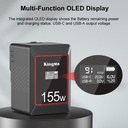KingMa OLED V Mount Battery VK50 50Wh 14.8V Mini Pocket-V-Mount Battery Support 65W PD USB-C Fast Charger